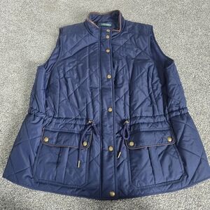 Lauren Ralph Lauren Quilted Blue Full Zip Vest Size 3X Woman's